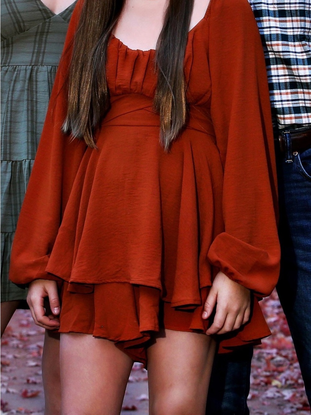 Altar’d State Lola Crossover Romper in Rust.